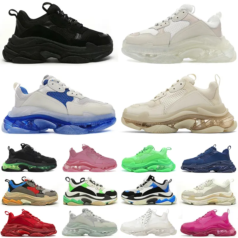 Designer 17fw Triple s Heren Dames Casual Schoenen Sneakers Platform Tan Clear Sole Zwart Wit Grijs Rood Roze Blauw Koninklijk Neon Groen Heren Trainers Sport Sneaker Schoen 36-45