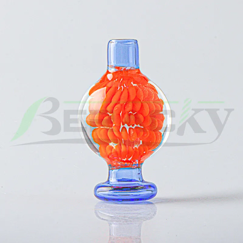 DHL!!! New Built-in Flower Glass Bubble Carb Cap 26mmOD Stripe Carb Caps For Beveled Edge Quartz Banger Nails Glass Water Bongs Dab Rigs