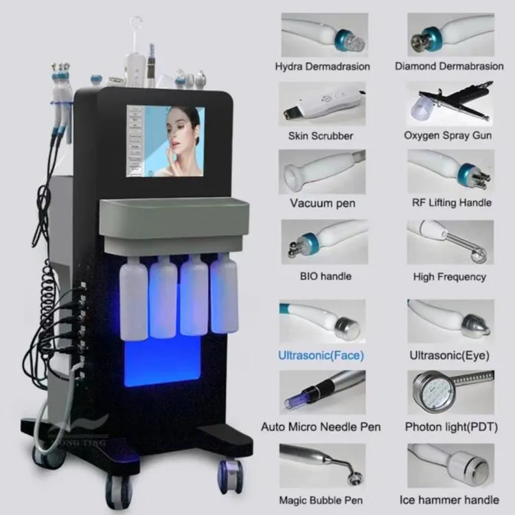 Nyaste 15 i 1 Hydro Microdermabrasion Syre Jet Deep Cleansing Acne Borttagning Aqua Facies Skinvård Rengöring Hydra Dermabrasion Ansiktsmaskin