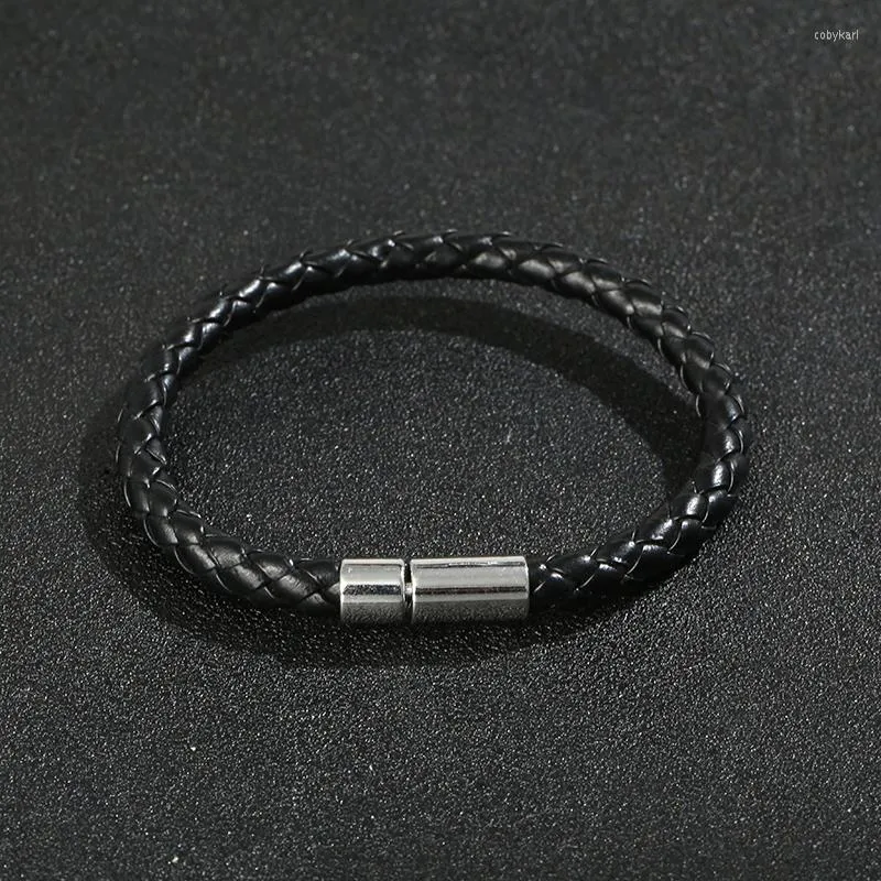 Strand JUNWEI Bracciale in pelle PU Fibbia magnetica tessuta stile semplice Gioielli da uomo Gioielli da uomo