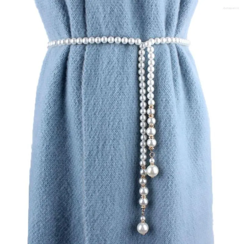 Belts Women Elegant Rhinestone Pearl Belt Chain Fashion Wedding Waist Rope For Laides Female Bride Dresses Luxury Accessories