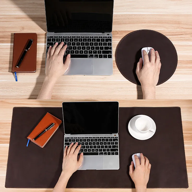 Clavier et souris Tapis en cuir Rectangle et cercle Tapis de bureau cutané pour ordinateurs de bureau Ordinateurs portables