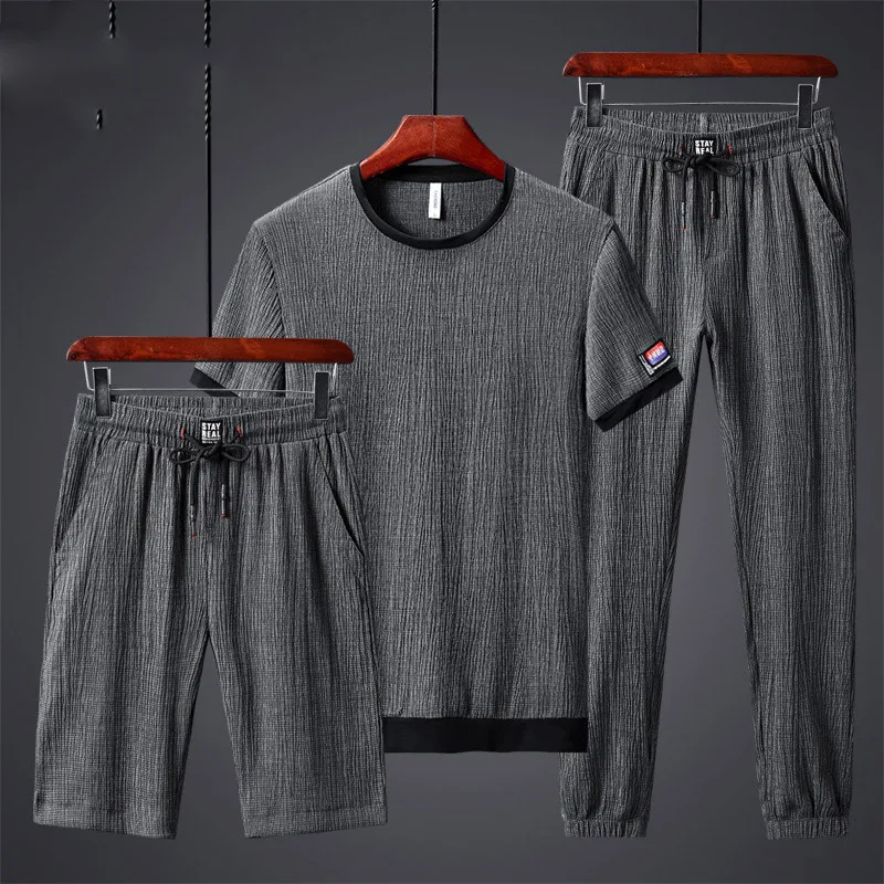 Herren-Trainingsanzüge, dreiteiliger modischer Sportanzug für Herren, zum Laufen, koreanische Kleidung, Eisseide, Fitnessstudio-Outfit, Jogging, Polyester, Trainingsanzüge, Trainingsanzug 230515