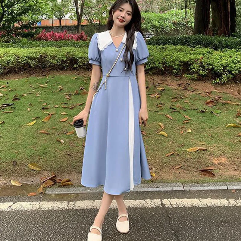 Vintage Patchwork Black Summer Dress For Women O Neck, Short Vintage Patchwork Black Summer Dress For Women O Neck, Short