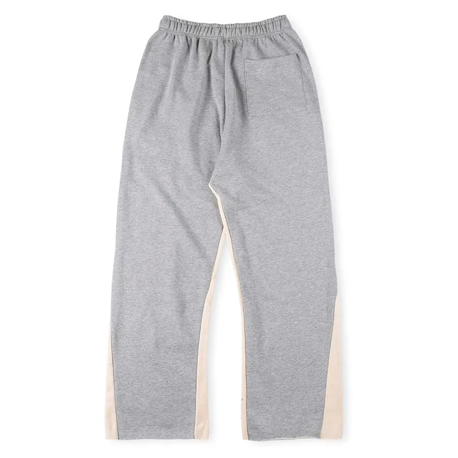 Grey Sweatpants Flare Pants Unisex Hip Hop Joggers Drawstring Street Wear Trousers Patchwork 2024 Spring Autumn