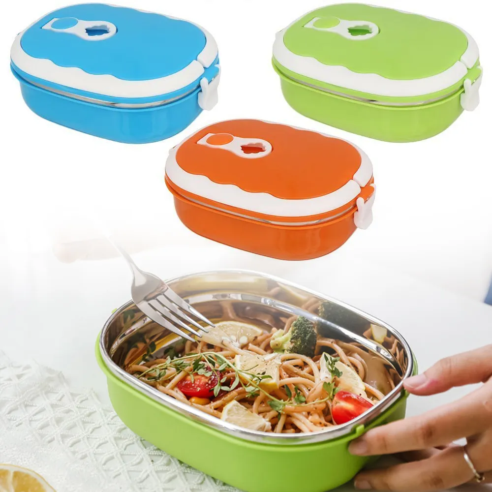 Bento Boxes Portapranzo termico portatile per bambini Scolari Contenitore per alimenti in acciaio inossidabile Ciotola Scatole per alimenti Rettangolo Bento Box 230515