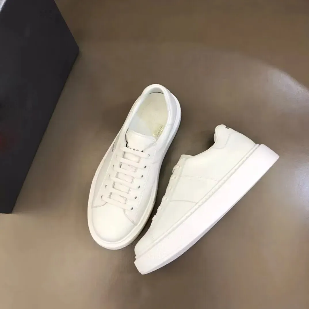 Mens plain white store leather trainers