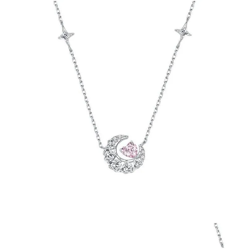 Anhänger Halsketten Mode Silber Farbe Mond Stern Halskette Crescent Schlüsselbein Kette Choker Für Frauen Schmuck Drop Lieferung Pendan Dhgarden DHT9K