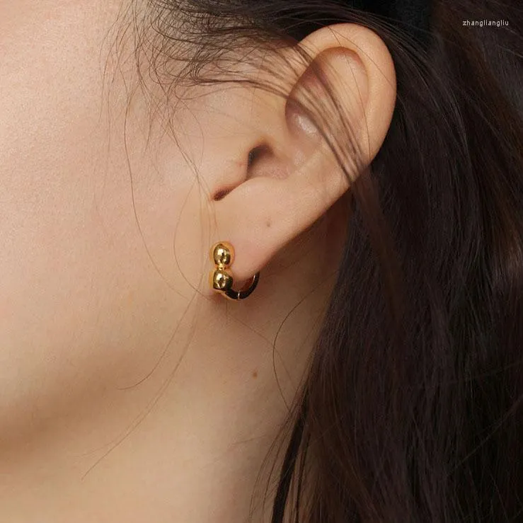 Studörhängen Korea Japan Style Fashion Gold Plated Small Round Buckle Pierced For Women Charms Utsökta öronsmycken Party Gift