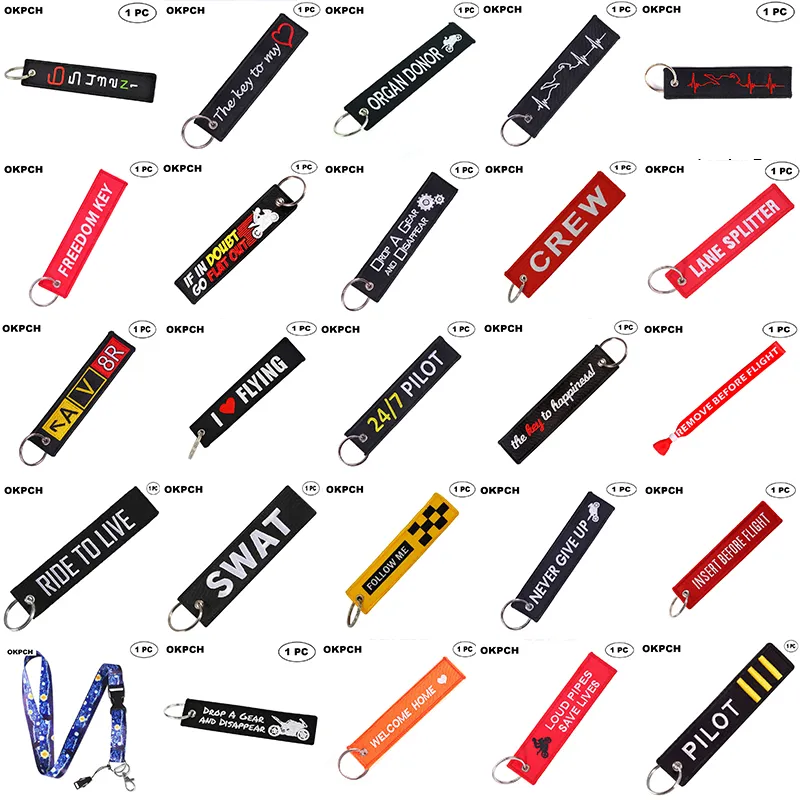 1 pc nouveau-clés de lancement de clé de lancement de la chaîne de clés Bijoux Bijoux Keychains pour motos et voitures TAG TAGE NOUVEAUXE CLÉE CLÉ FOBS