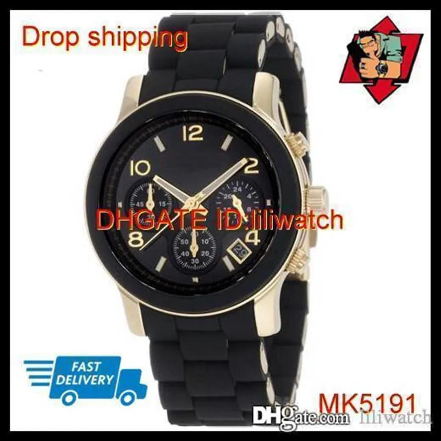 100% oryginalny ruch Japonii Drop Nowy MK5145 MK5191 MK5423 Ladies Runway Chronograph Silikonowy Watch Stalowy Watch252C