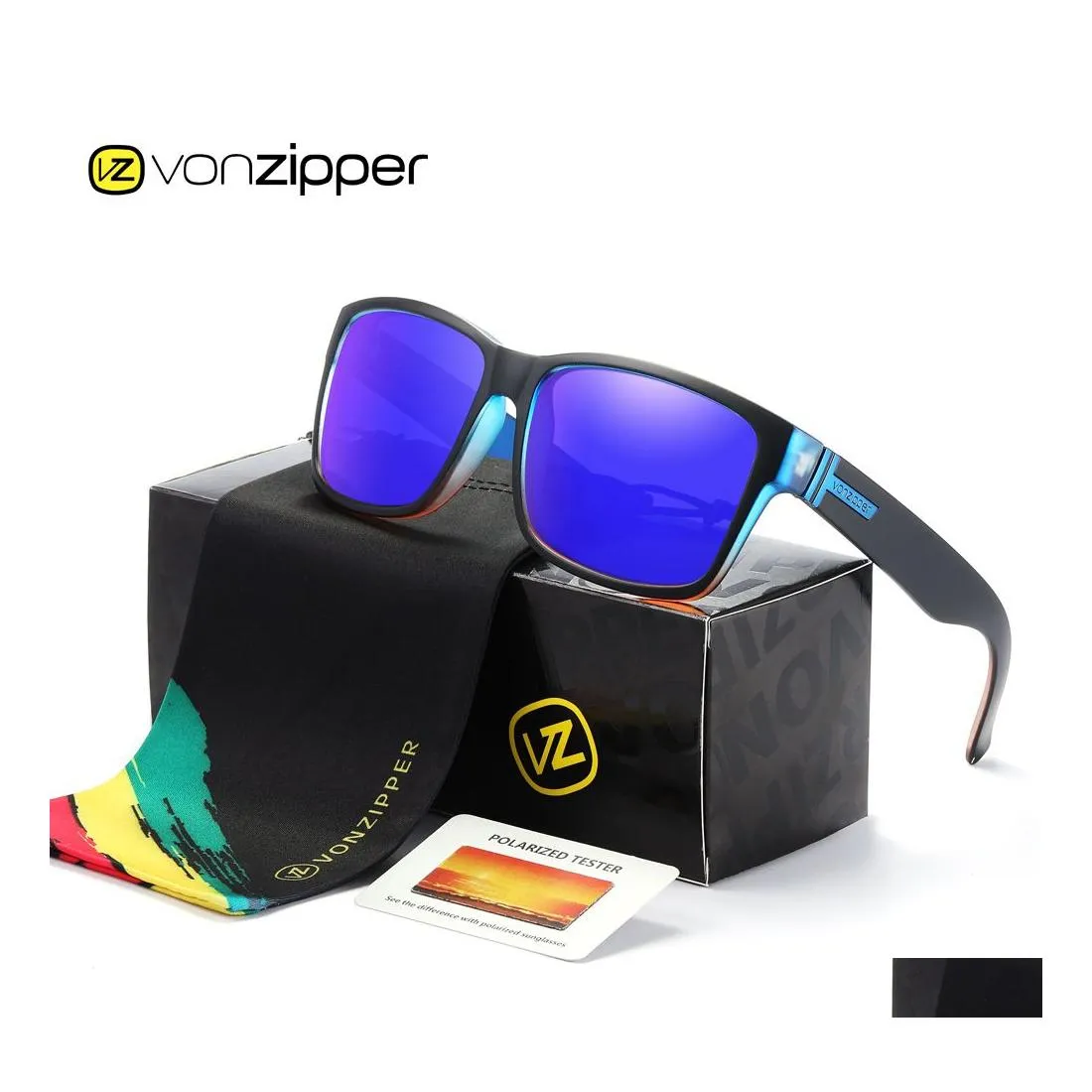 Lunettes de soleil est arrivée pour hommes Sports Sun Sun Square Frame original marque VZ Vonzipper Polarisse Fishing Party Eyewear UV400 9 Couleurs W OTVK5