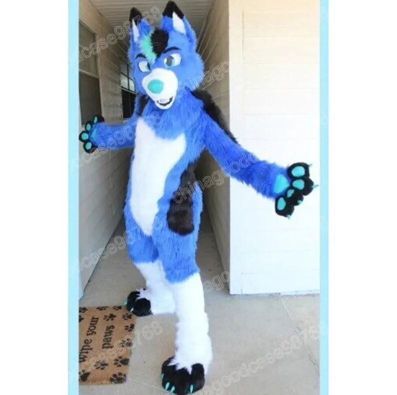 Performance pur long per azul husky cão mascote fantasia
