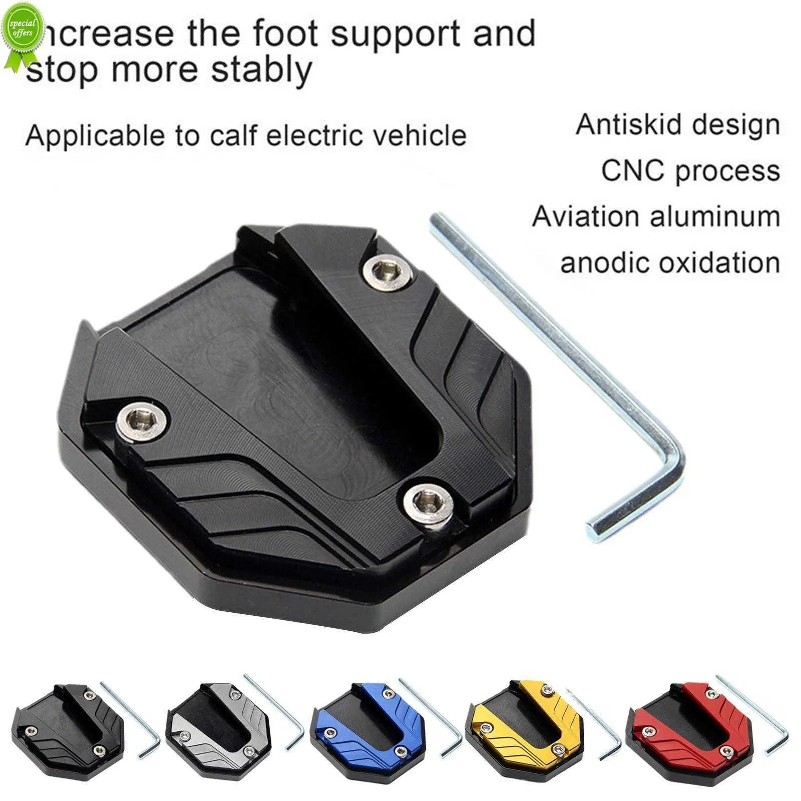 Extensor de pata de cabra de aleación de aluminio para motocicleta, soporte lateral para pie, almohadilla de extensión para pie, placa de soporte, accesorios para motocicleta