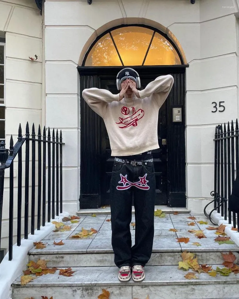 Y2K Star Print Baggy Jeans Retro Hip Hop Wide Leg Pants, Punk Streetwear  Fashion for Men Women, Trendy Style