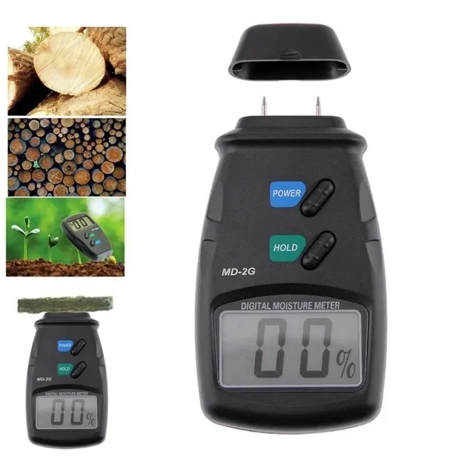 Medidor de humedad de madera de madera digital MD-2G, medidor de humedad de 2 pines, pantalla LCD