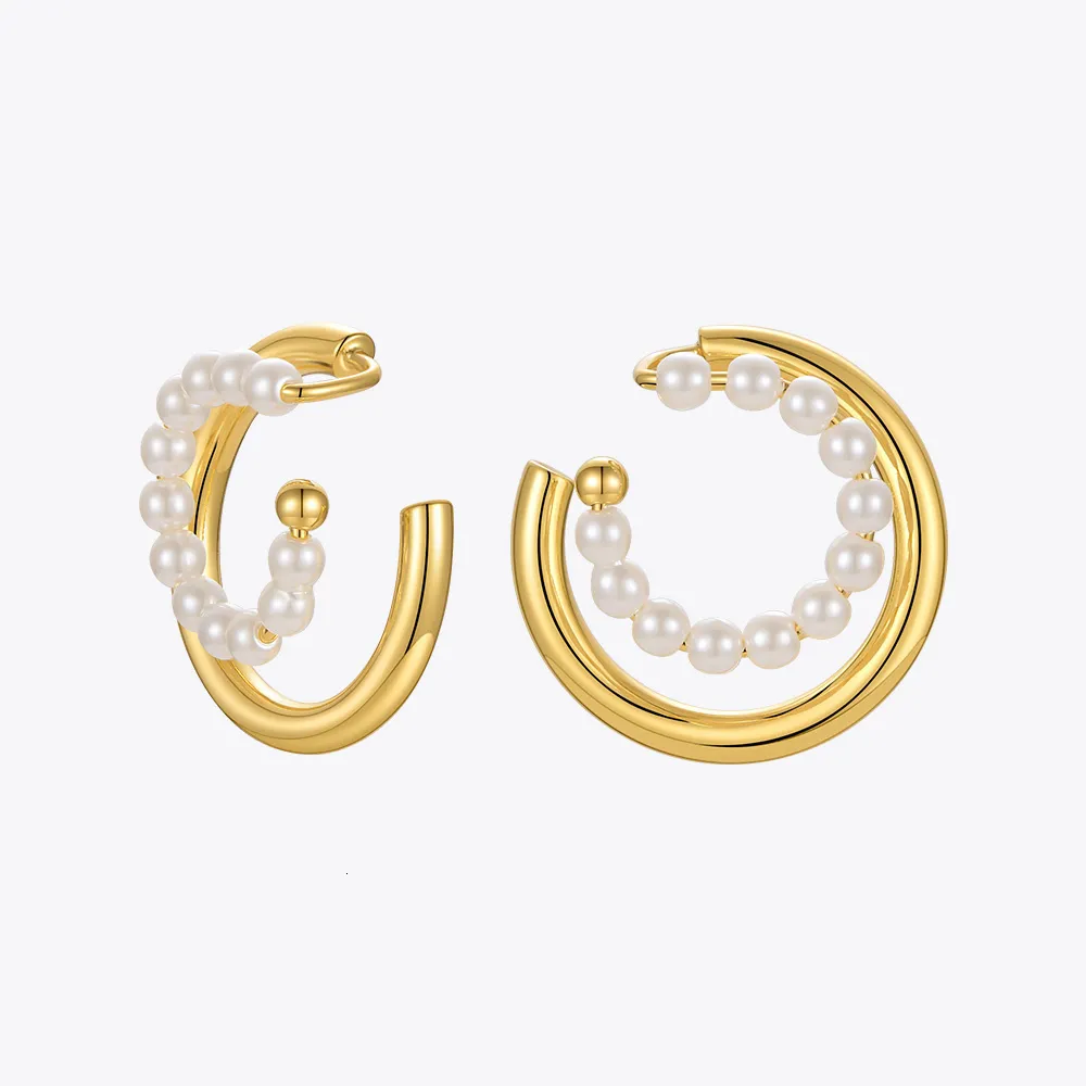 Ear Cuff ENFASHION Cute Pearl Earrings with Cuff Clip Birthday Gift Earrings Fashion Jewelry Boucle Oreille Women's Earrings E211276 230512