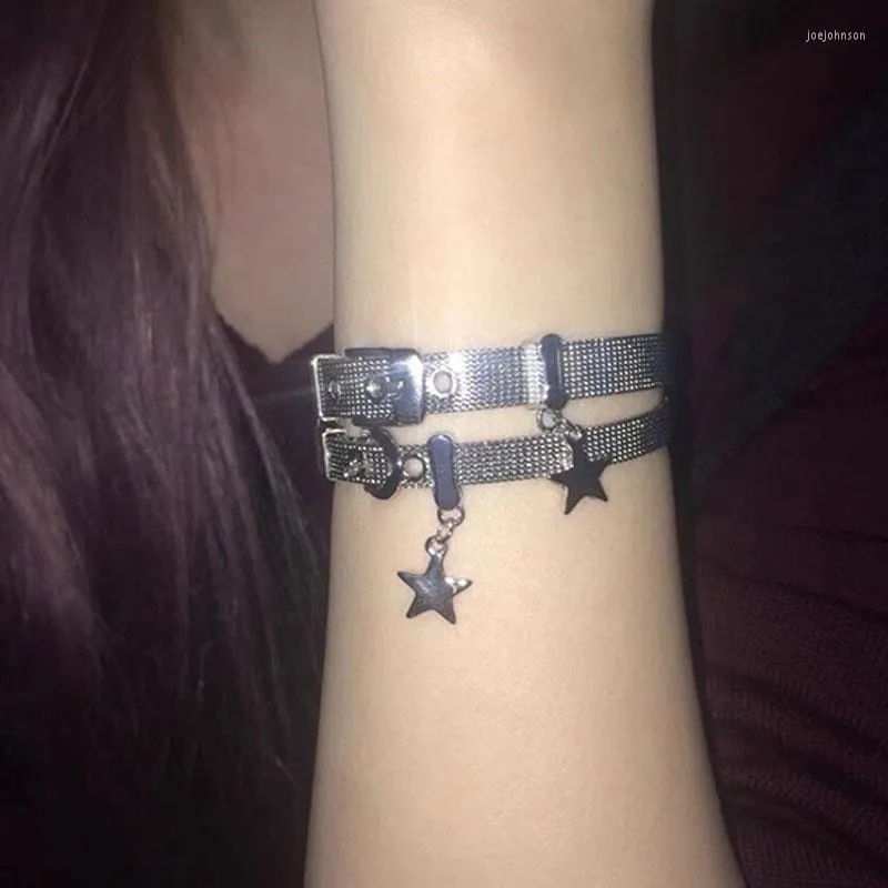 Charm Bracelets Titanium Steel Band Star Bracelet Pentagram Pendants Punk Cool Bangle For Couples Egirls Women Y2k Harajuku Hand Jewelry