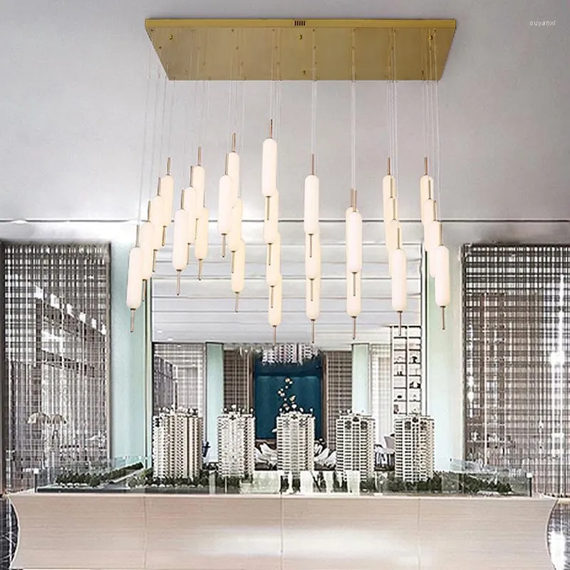 ペンダントランプノルディックモーデンクリエイティブロングハンギングランプダイニングルームキッチンアイランドステアケースヴィラホールの家の装飾のためのシャンデリア