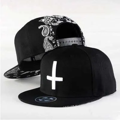 Snapbacks 2015 New Fashion Male Female Cross Printing Leisure Baseball Cap Hip Hop Flat Cap längs Snapback Bone Skate Cap P230512