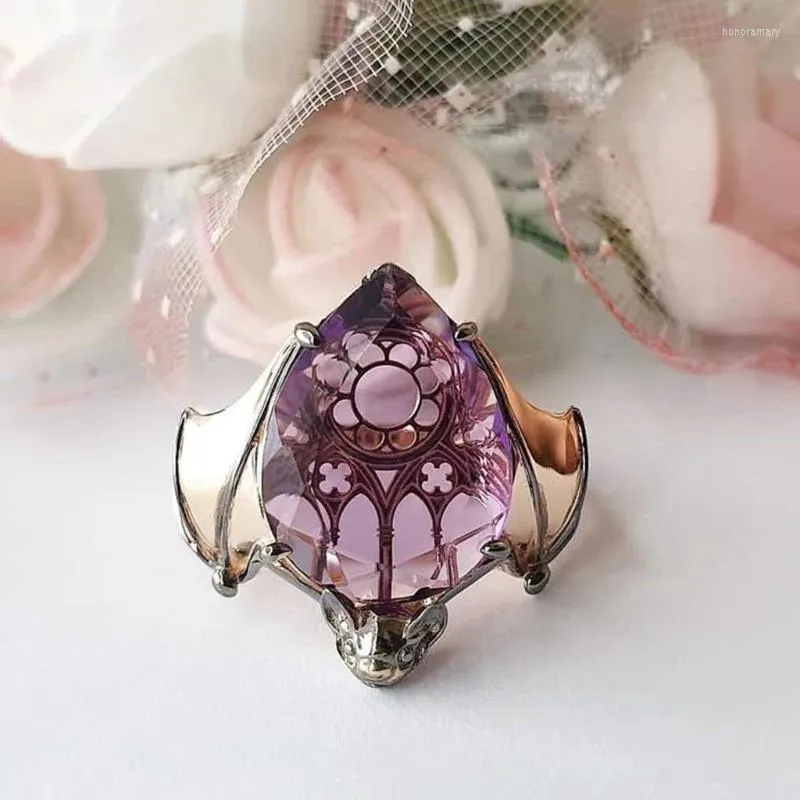 Cluster Rings Bat Finger With Purple Zircon Vintage Stackable Midi Unique Stacking For Women Teen Girl DXAA