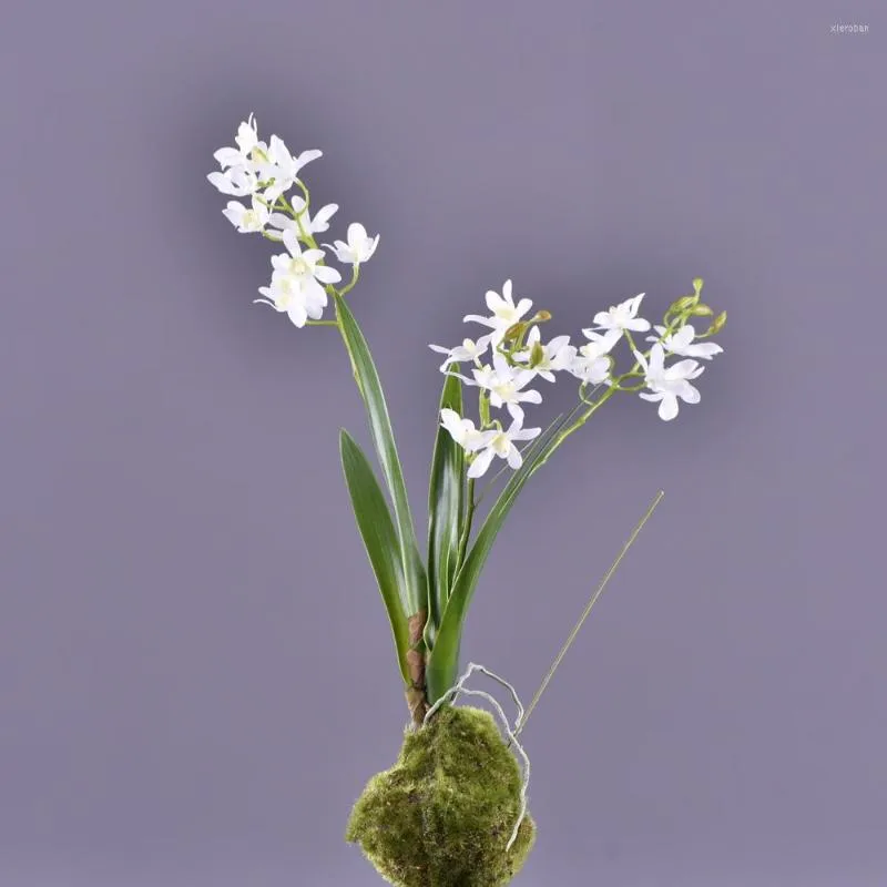 Dekoracyjne kwiaty 3 widelce sztuczne storczyki Ręka Feel Mini Vanda Orchid Rośliny Symulacja Flower Wedding Party Domowa dom