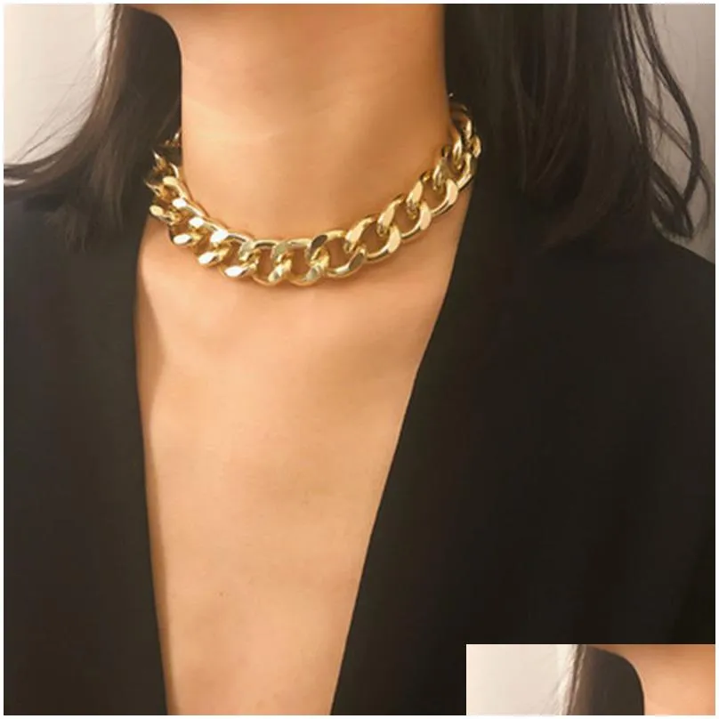 Łańcuchy mody asymetryczne naszyjniki łańcucha zamka dla kobiet skręcone złoto sier kolor gruby gruby naszyjnik na przyjęcie biżuterii dr dhgarden dhwg7