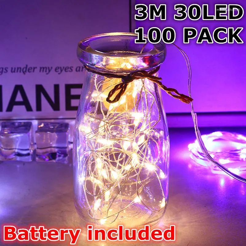 Dizeler Pil, 20-100 paket 3m 30led bakır tel LED LED Dize Işıkları Tatil Peri Sokak Çelenk Noel Partisi Dekor