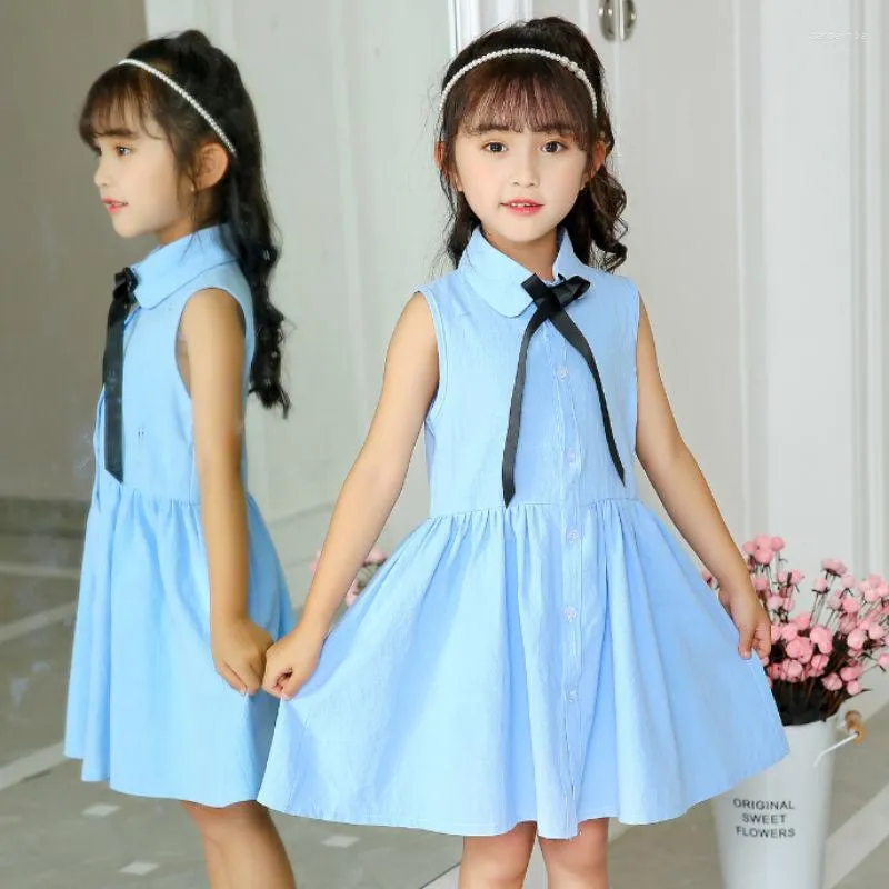 Fille robes filles robe 2023 été enfants couleur unie coton poudre ample confortable avant-garde Design princesse 12