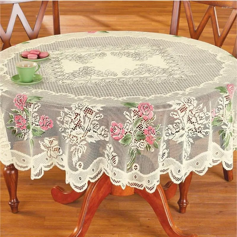 Table Cloth Elegant White Lace Embroidery Tablecloth Place Mat Christmas Floral Rose Cover Dining Wedding Kitchen Party Decor
