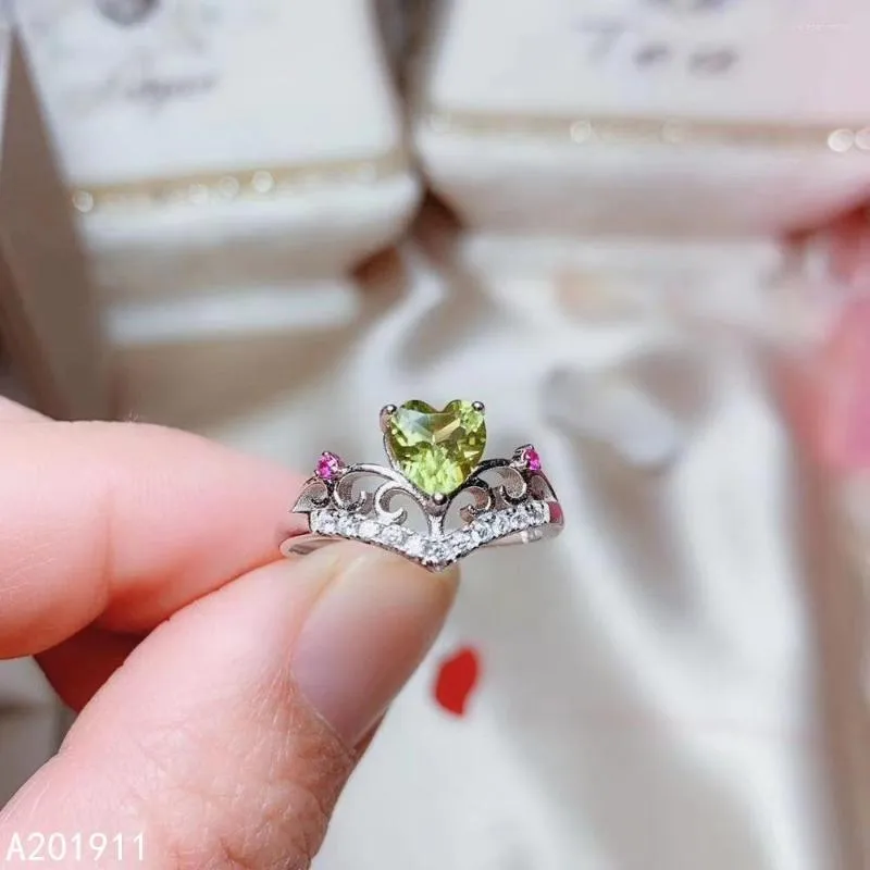 Кластерные кольца kjjeaxcmy fine jewelry natural peridot 925 стерлингового серебра регулируемое женское кольцо