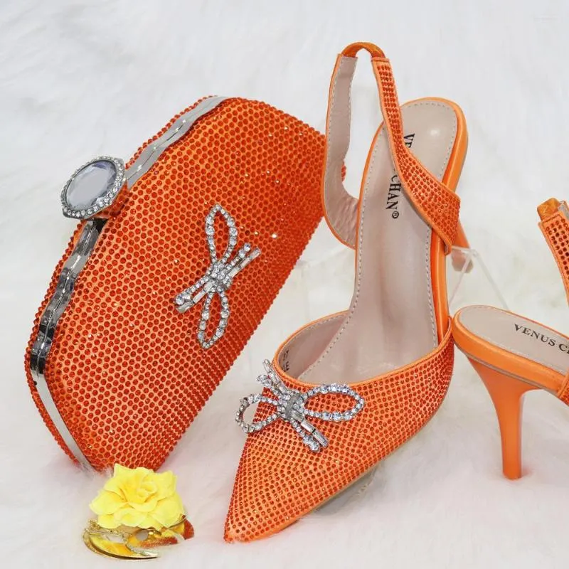 Orange sandals with rhinestones sales