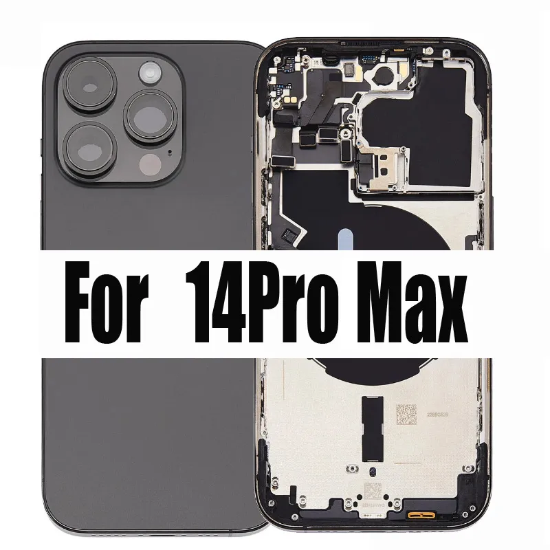 iPhone 14のために、フレックスケーブルバックハウジング付きフルアセンブリバッテリーカバードアリアミドルフレームシャーシを備えた14Proマックスハウジング
