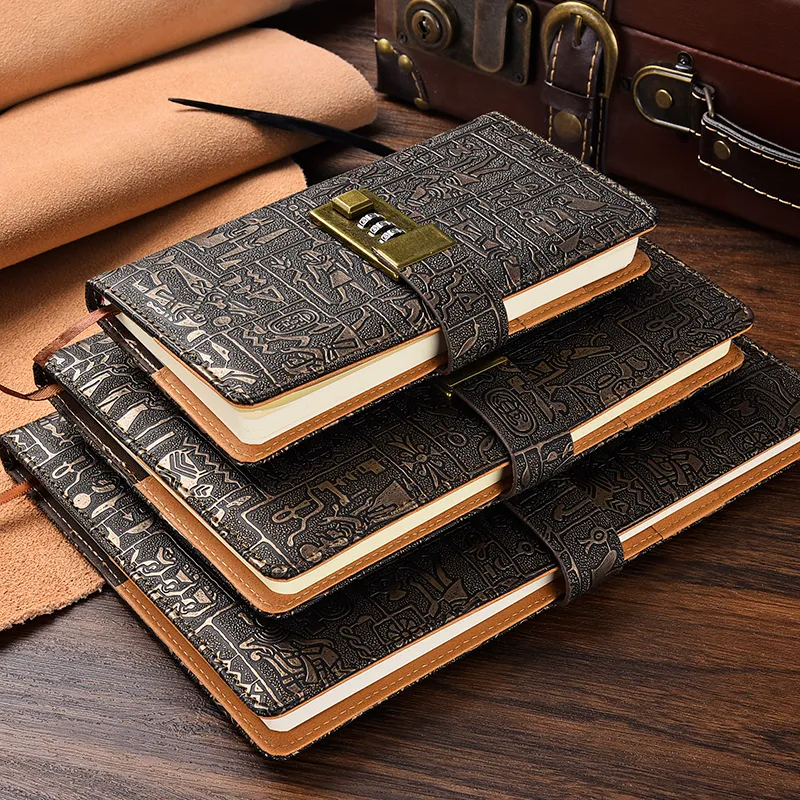 Notatniki 200 stron Diary z kodem z blokadą europejski notebook retro prosty konto ręki Notatnik A5 A6 B5 230515