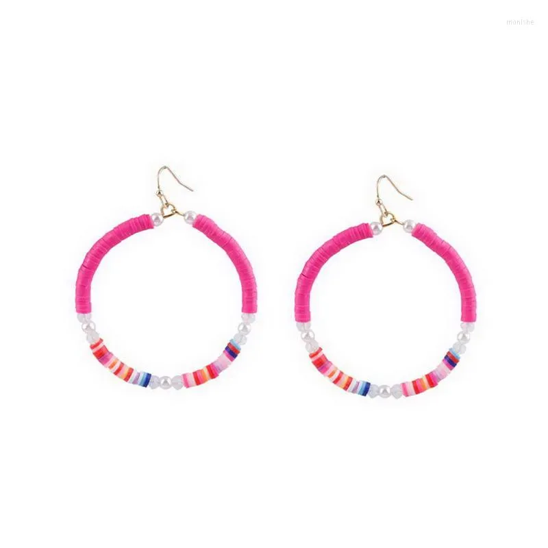 Dangle Boucles D'oreilles Multi Couleur Polymère Perles Coloré Doux En Céramique Acrylique Perle Goutte Pour Les Femmes Hoop Bijoux En Gros