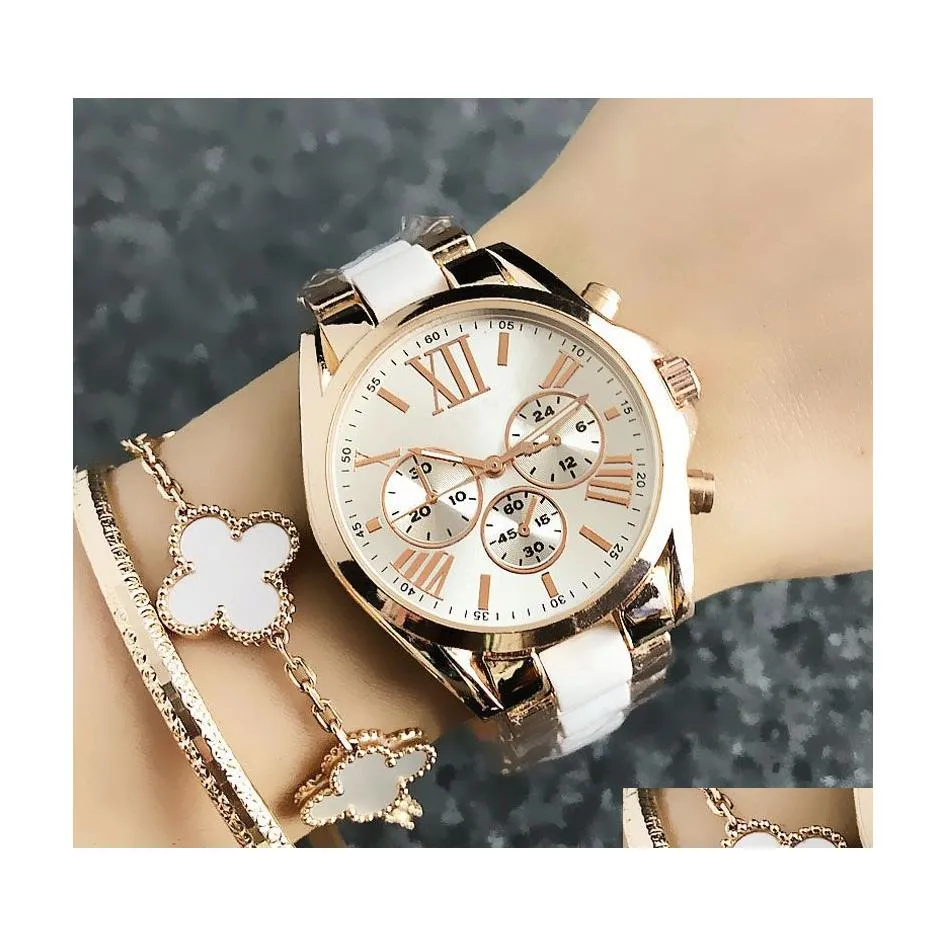 الساعات النسائية العلامة التجارية Wather Women Girl Roman Numerals 3 Dials Style Style Steel Band Quartz Wrist M 49 Drop Delivery Dhzl7