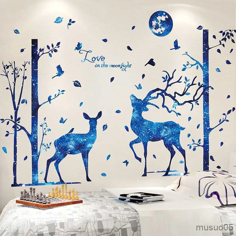 Kids' Toy Stickers Deer Animal Wall Stickers DIY Trees Leaves Wall Decals for Kids Rooms Baby Bedroom Kindergarten Nursery Home Decoration