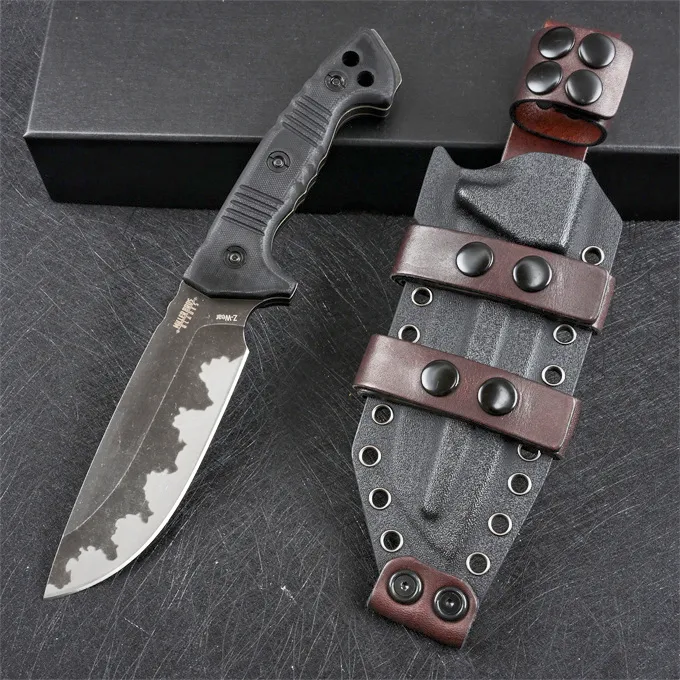 ML M33 Strong Survival proste nóż Z-War Kamienne PUNK PUNKT BLODE PEŁNY TANG BLACK G10 Stałe noże taktyczne Outdoor Blade z Kydex