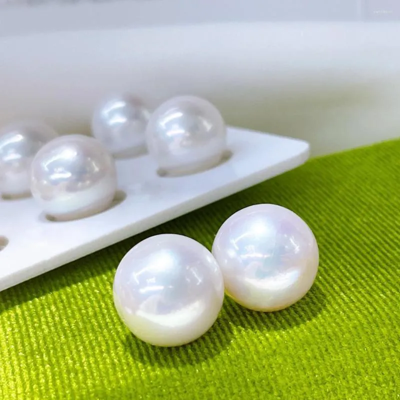 Pietre preziose sciolte 11-12mm Coppia di perle d'acqua dolce Perline perfette Perle naturali rotonde Bianco freddo Rosa Per grandi orecchini fai-da-te