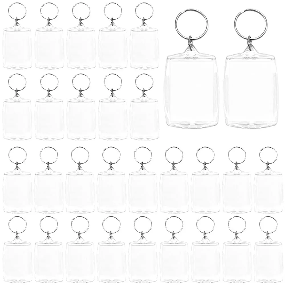 10/5pcs Acryl-fotolijst Keychain Clear afbeelding Voeg lege sleutelringen in met gesplitste ringfoto snap-in keychain voor familie