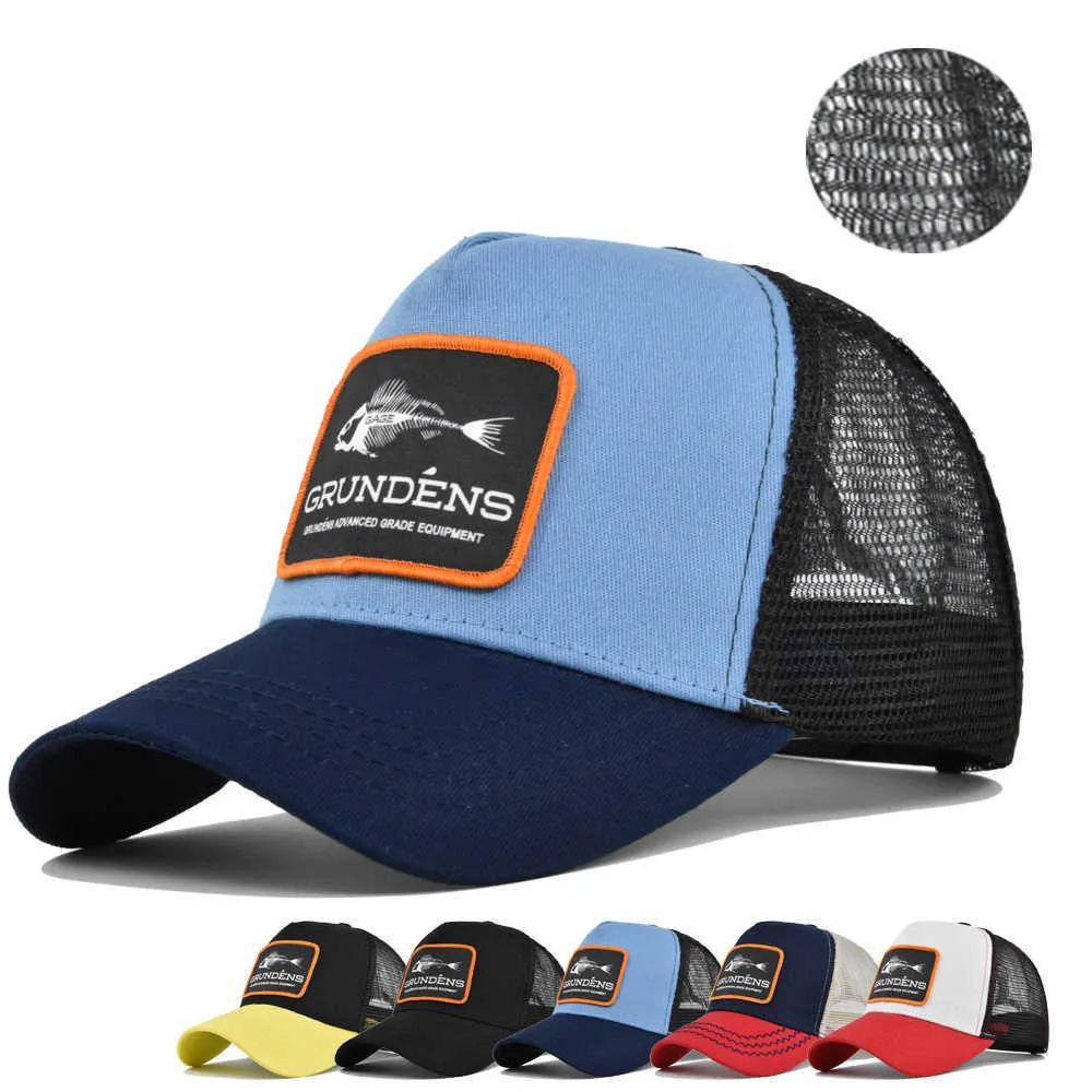 Snapbacks Hoge kwaliteit mannen en dames honkbalkappen Fish Bone geborduurde Snapback Hats Summer Fashion Hip Hop Dad Trucker Mesh Bonnet P230515