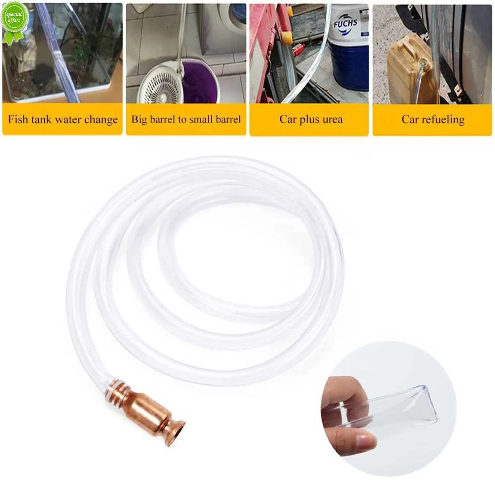 New 1 Pcs Copper Siphon Filler Pipe Manual Pumping Oil Pipe Fittings Siphon Connector Gasoline Fuel Water Shaker Siphon