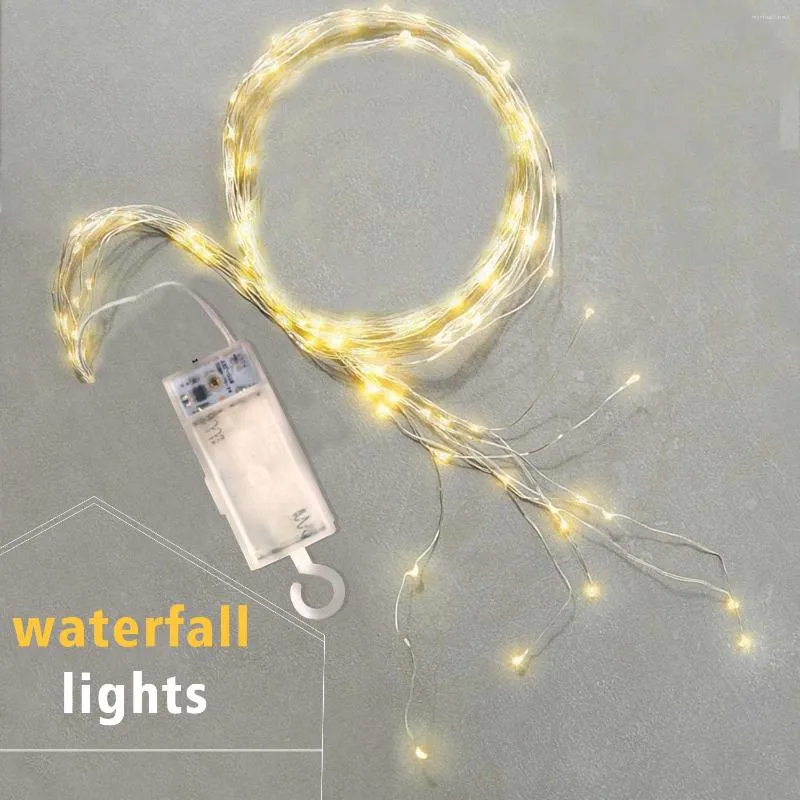 Stringhe Ramo di Natale Luci Batteria Timer Esterno LED Cascata RGB Decorazione Albero di casa Ornamenti di nozze