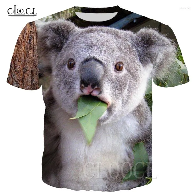 Męskie koszule śliczne zabawne koszulka koala dzikie zwierzę niedźwiedzia 3d nadruk letnia moda mężczyźni mężczyźni krótkie koszulka koszulka bluzy bluzy