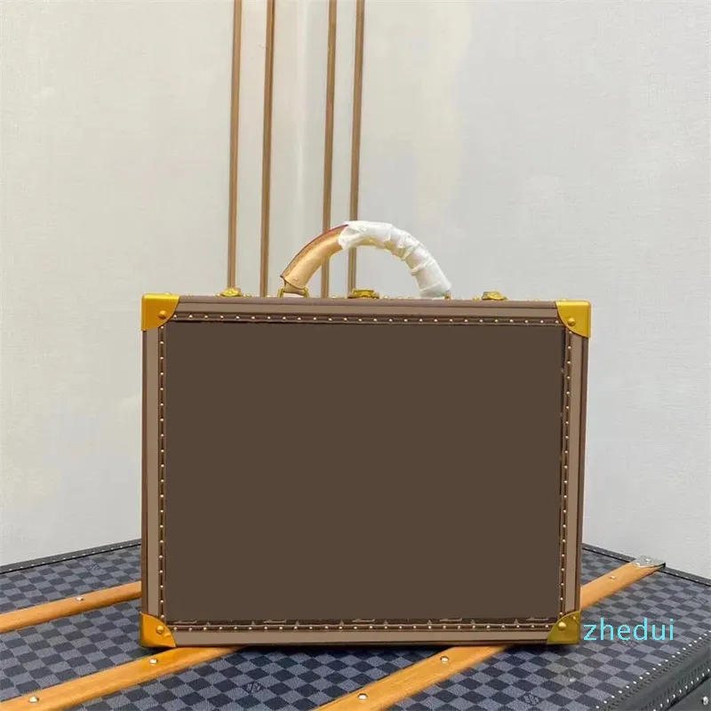 2023-Brown Flower beauty case suitcase travel BAG watch Carrying briefcase handle grid Luggage Handbags Shoulder Bags Purse jewel box trunk hand valise tote