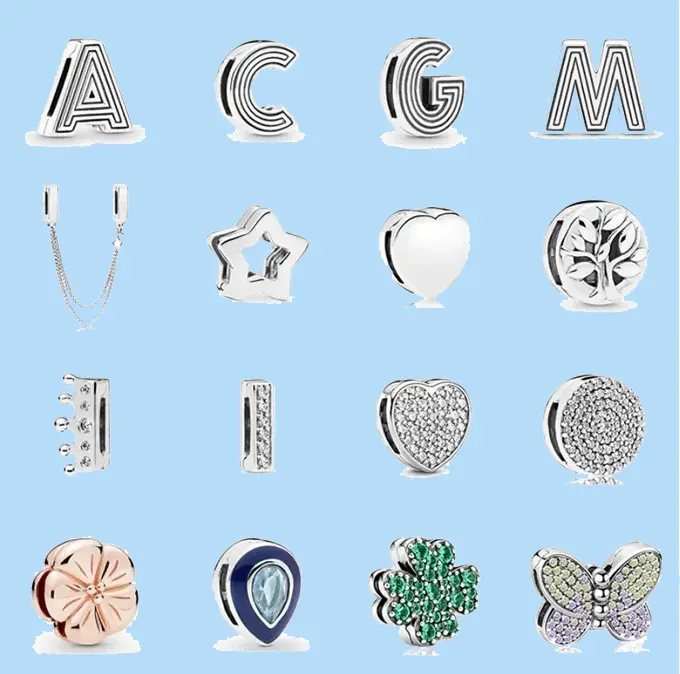 925 perles de charme accessoires fit pandora charms bijoux Alphabet Clip Stopper Bead