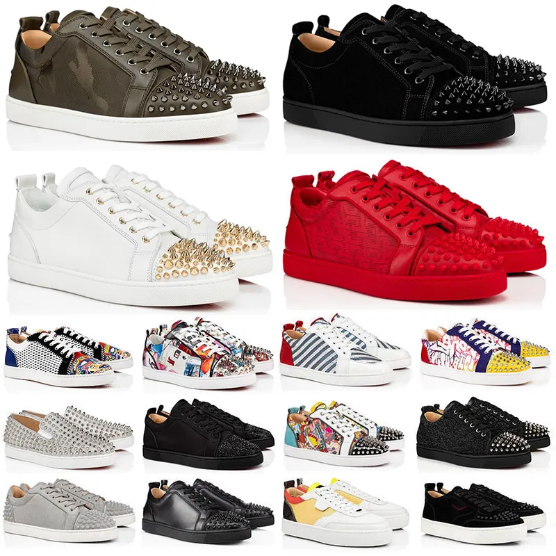 Designer di lusso Scarpe basse da uomo Scarpe casual da uomo Sneakers Glitter Grigio Rivetti Pelle scamosciata Camo Verde Uomo Donna Moda Spikes Ufficio Carriera Scarpe da ginnastica da sposa