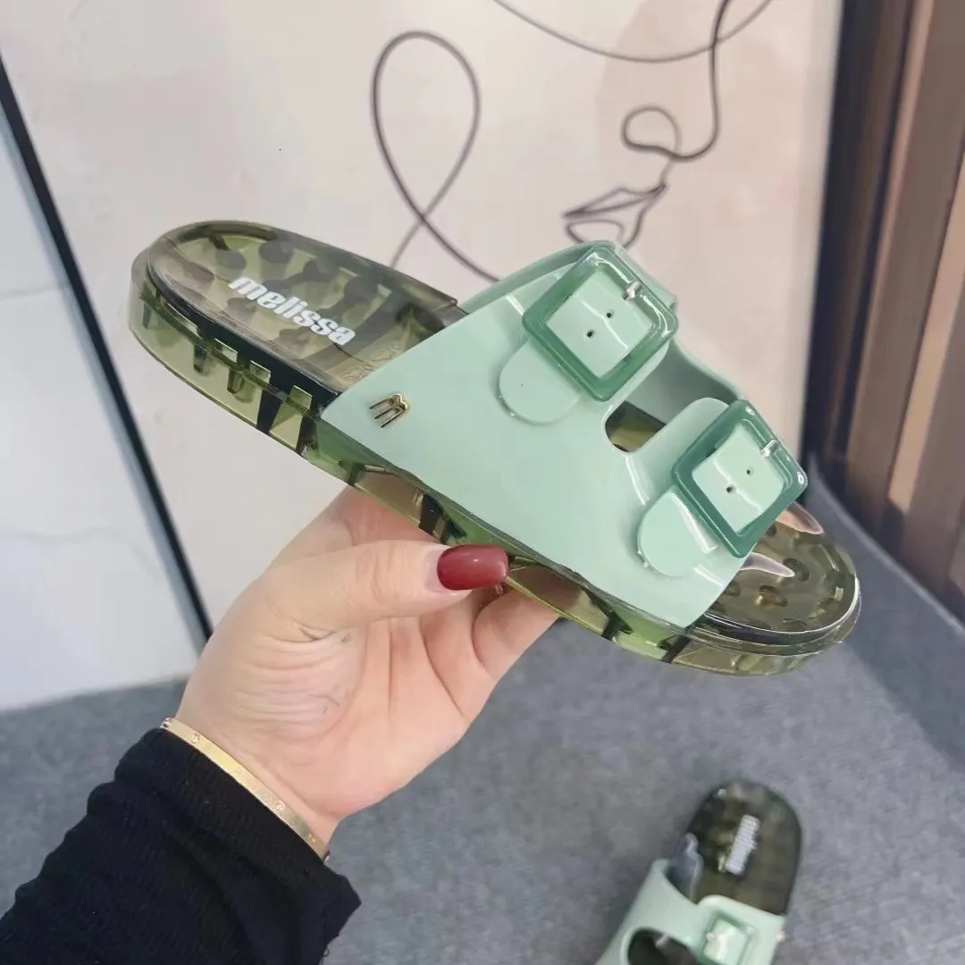 Sandals Summer Melissa Womens Jelly Square Buckle Slippers Ladies