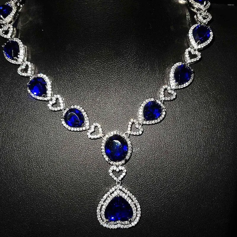 Halsbandörhängen Set Titanic Heart of the Ocean Neckor for Women Romantic Crystal Chain Pendant Armelets Valentine's Day Jewelry