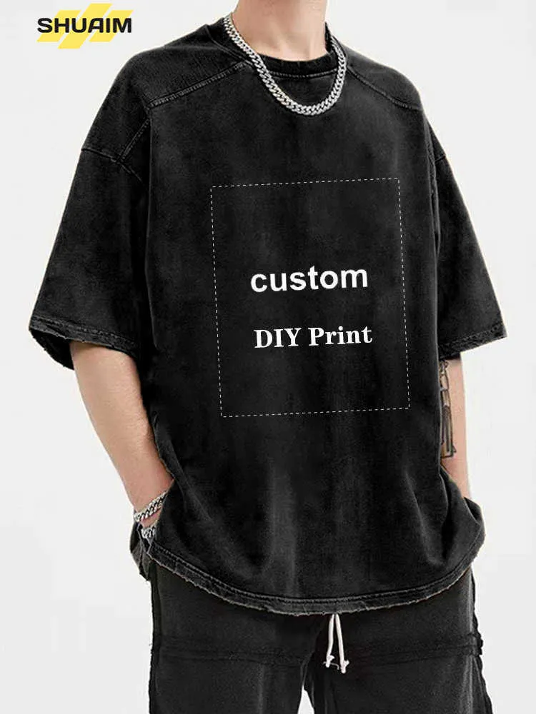 Erkek Tişörtler Hip Hop Diy Erkekler T-Shirts Sokak Giyim Kişiselleştirilmiş Dinozor Baskı Tshirt Pamuk Büyük Boy Harajuku Vintage Özel Kısa Kollu L230515